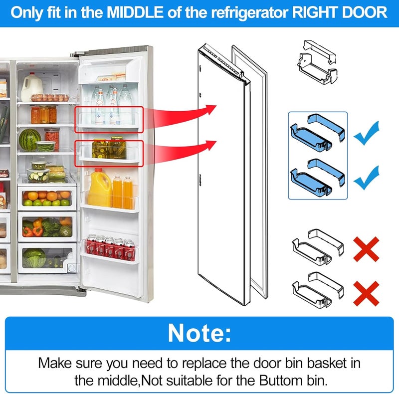 S-Union [2 PACK] Upgraded DA97-08348A Refrigerator Door Shelf Bin Replacement for Samsung Refrigerator Parts RS265TDRS RS25H5111BC RS25H5111SR Door Shelf,DA63-05215A for Samsung Fridge Middle Door Shelves - Image 2